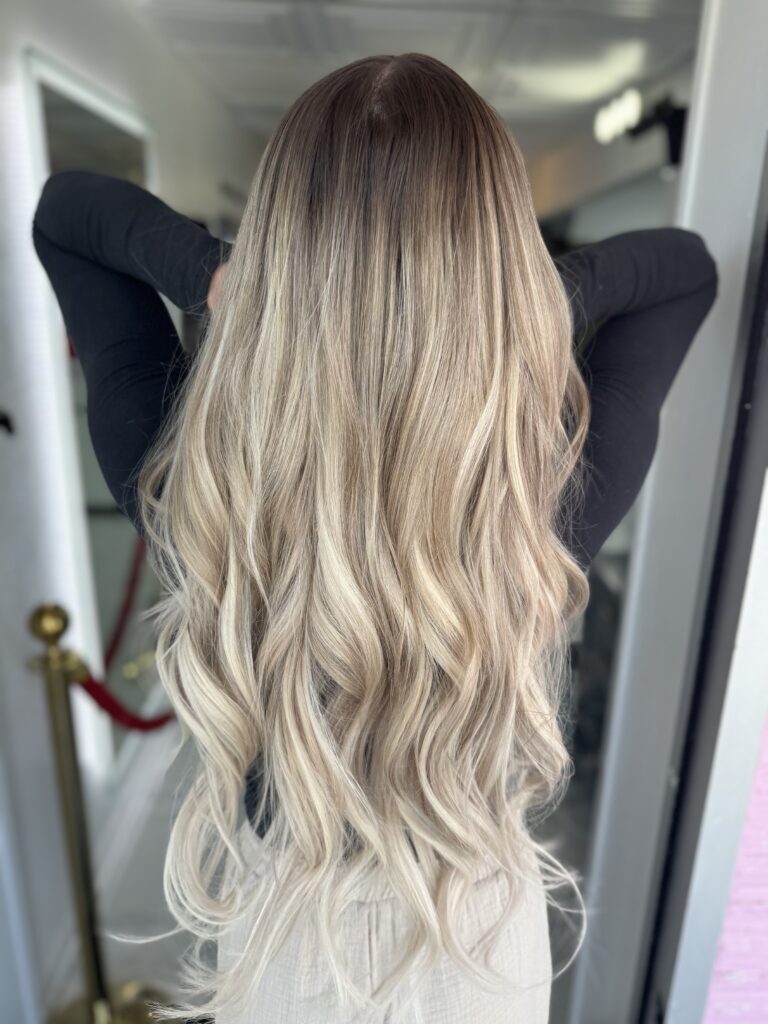 Woman with blonde balayage