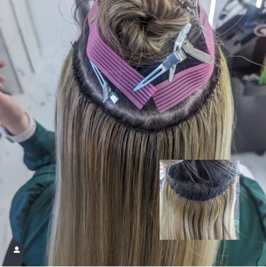 Woman with hair extensions